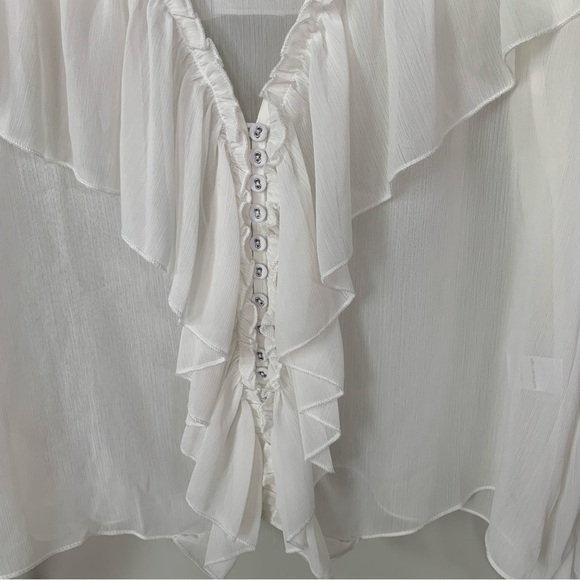 Majorelle Cream Sheer Top with Ruffle Detail Size XL - Picture 4 of 9
